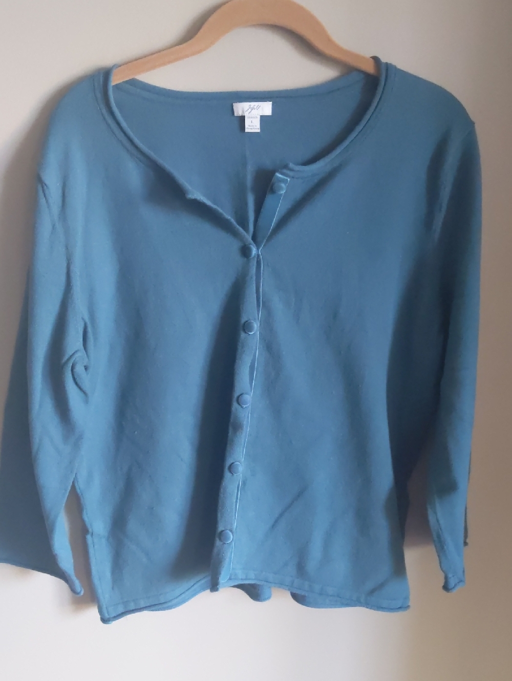 J. Jill Teal Button-Front Lightweight Sweater